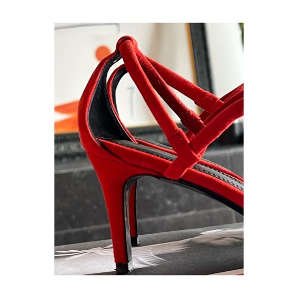 SOLD - Sandro Red Strappy Heels - Picture 2 of 6